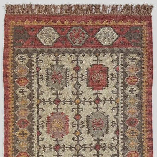 Handmade Wool And Jute Kilim Dhurrie Rug Traditional Indian Design