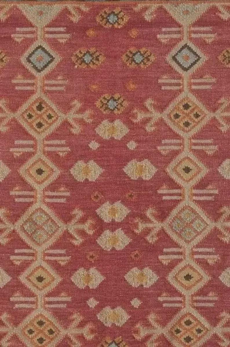Handwoven Wool Jute Kilim Rug, Traditional Indian Dhurrie, Custom Size Area Carpet