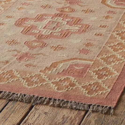 Handwoven Wool Jute Kilim Rug – Boho Flat Weave Area Rug