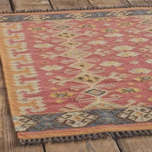 Handwoven Wool Jute Kilim Rug, Traditional Indian Dhurrie, Custom Size Area Carpet