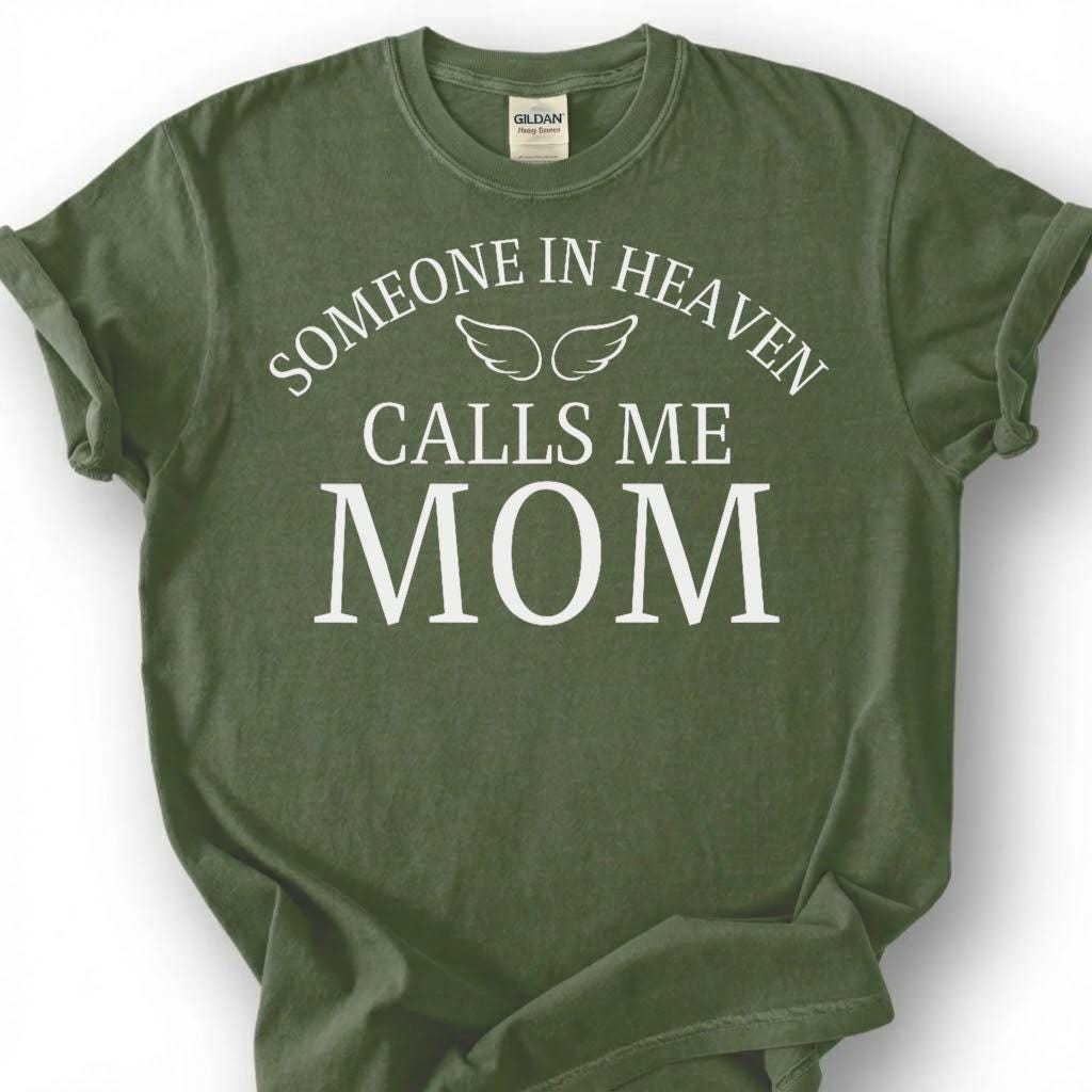 Heaven Angel Mom Shirt, Grieving Mother Memorial Tee, Lost Child Remembrance T-Shirt, Bereaved Mom Tribute Top, Loving Angel Wing Gift