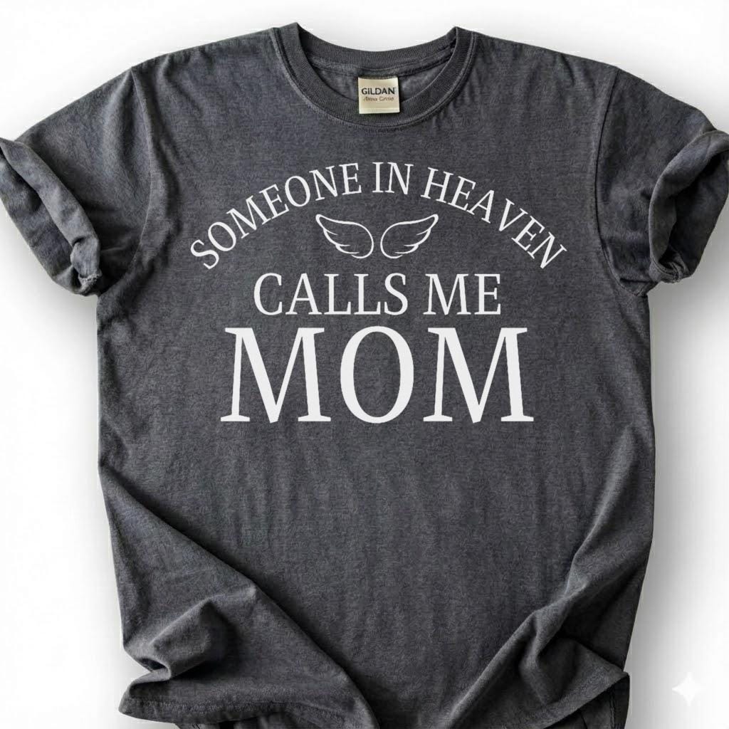Heaven Angel Mom Shirt, Grieving Mother Memorial Tee, Lost Child Remembrance T-Shirt, Bereaved Mom Tribute Top, Loving Angel Wing Gift