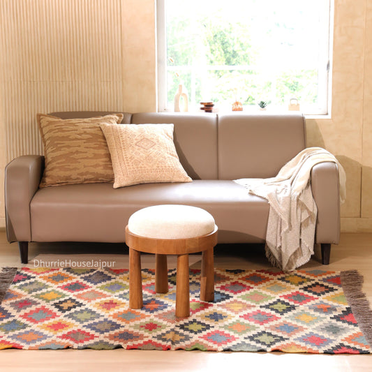 Handmade Wool Jute Kilim Rug: Traditional Indian Dhurrie, Custom Size