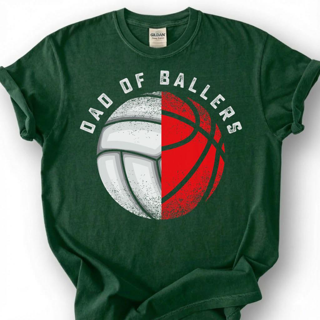 Dad Of Ballers Shirt, Volleyball Basketball Dad T-Shirt, Multi Sport Father Tee, Sports Dad Gift, Volleyball Basketball Parent, Fathers Day