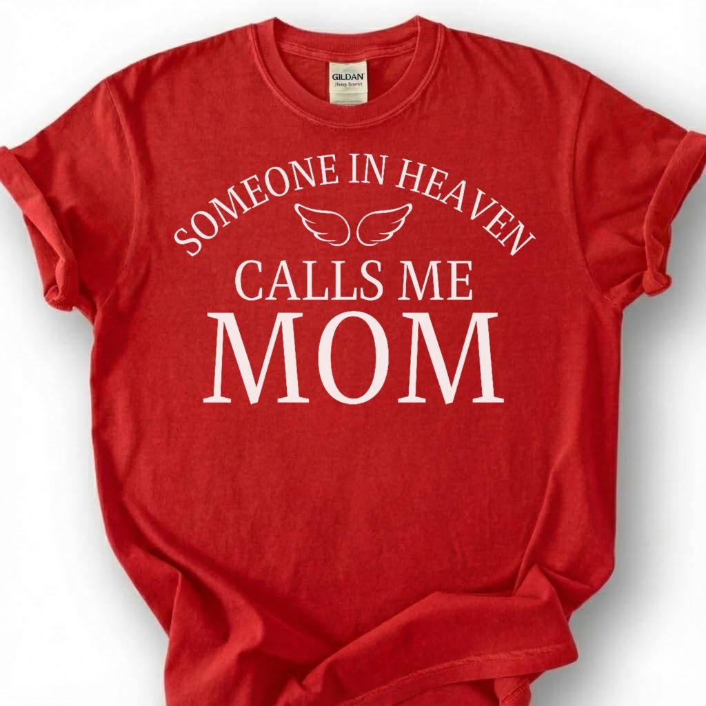 Heaven Angel Mom Shirt, Grieving Mother Memorial Tee, Lost Child Remembrance T-Shirt, Bereaved Mom Tribute Top, Loving Angel Wing Gift