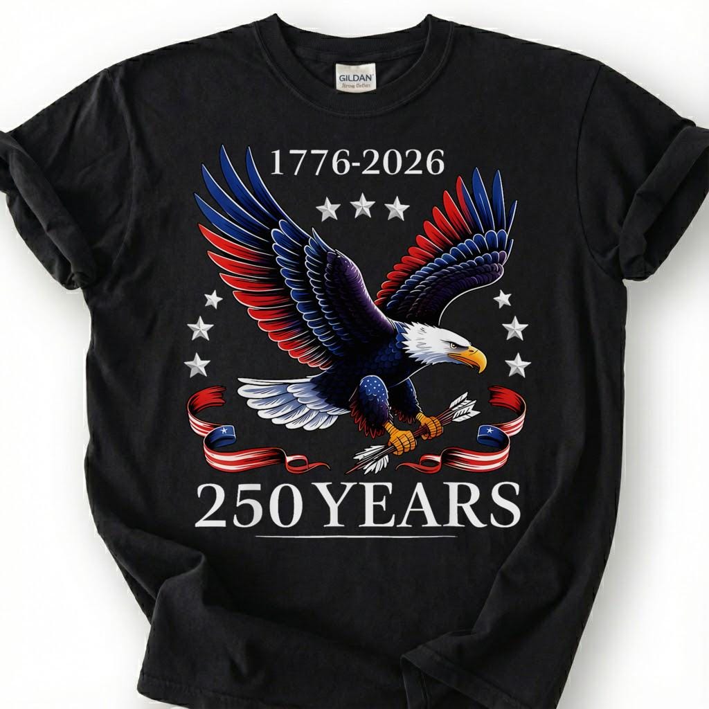 1776 2026 America 250 Years Bald Eagle Shirt, Patriotic 4th Of July Tee, Semiquincentennial Gift, USA Independence Day Apparel Top