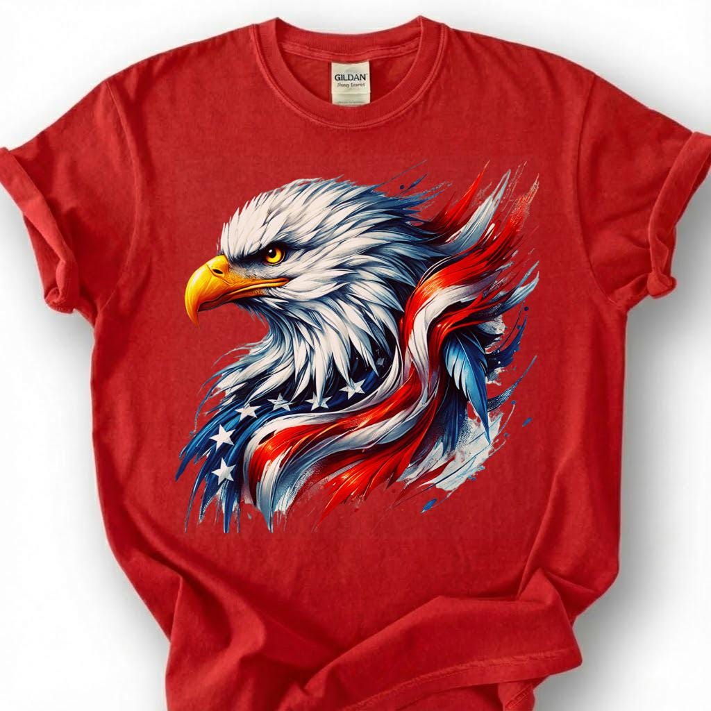 Patriotic Bald Eagle American Flag Paint Splash Shirt, USA Pride Tee, 4th Of July Gift, Mens Veteran Apparel Memorial Day Graphic Top