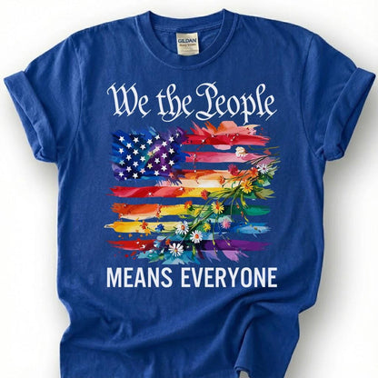 We The People Means Everyone Pride Flag Shirt, LGBTQ Constitution Tee, Gay Rights Ally Gift, Floral Rainbow Equality Activist Apparel Top