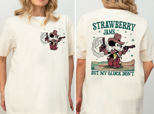 Western Mickey Shirt, Disney Wild West T-shirt, Strawberry Jams My Glock Don't Tee, Cow Mickey Sweatshirt, Retro Cowboy Vibes Crewneck