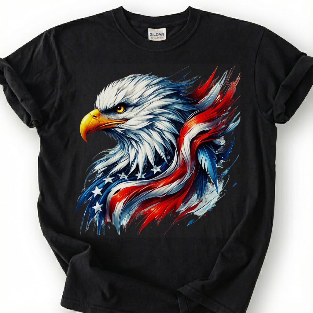 Patriotic Bald Eagle American Flag Paint Splash Shirt, USA Pride Tee, 4th Of July Gift, Mens Veteran Apparel Memorial Day Graphic Top