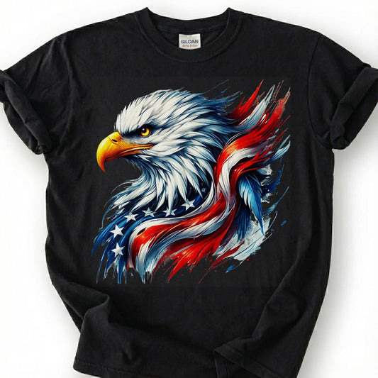 Patriotic Bald Eagle American Flag Paint Splash Shirt, USA Pride Tee, 4th Of July Gift, Mens Veteran Apparel Memorial Day Graphic Top