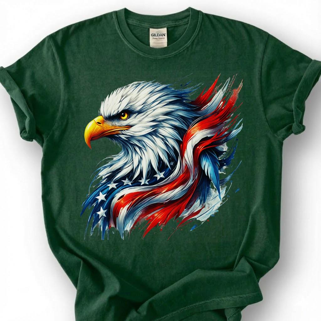 Patriotic Bald Eagle American Flag Paint Splash Shirt, USA Pride Tee, 4th Of July Gift, Mens Veteran Apparel Memorial Day Graphic Top