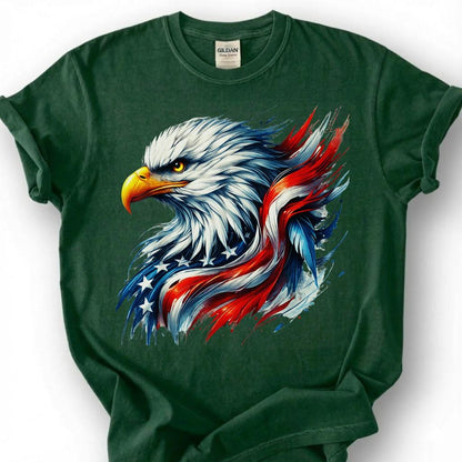 Patriotic Bald Eagle American Flag Paint Splash Shirt, USA Pride Tee, 4th Of July Gift, Mens Veteran Apparel Memorial Day Graphic Top