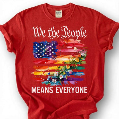 We The People Means Everyone Pride Flag Shirt, LGBTQ Constitution Tee, Gay Rights Ally Gift, Floral Rainbow Equality Activist Apparel Top