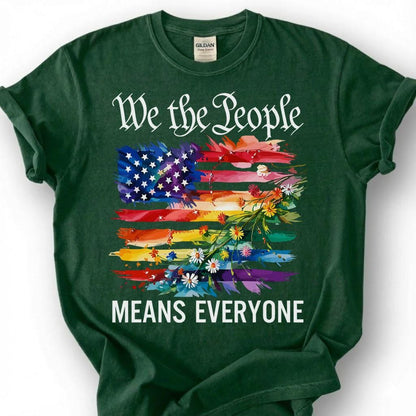 We The People Means Everyone Pride Flag Shirt, LGBTQ Constitution Tee, Gay Rights Ally Gift, Floral Rainbow Equality Activist Apparel Top
