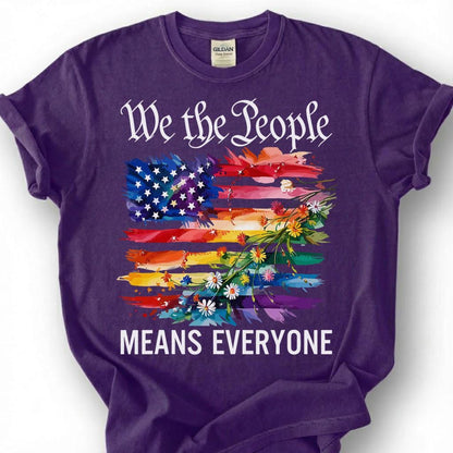We The People Means Everyone Pride Flag Shirt, LGBTQ Constitution Tee, Gay Rights Ally Gift, Floral Rainbow Equality Activist Apparel Top